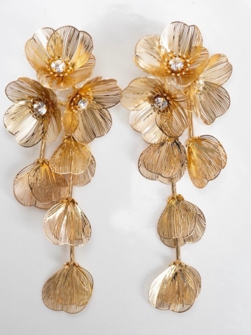 Zara Gold Floral Statement Earrings Kate Middleton Inspired Dangle Earrings